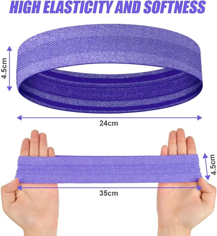 4Pcs Multiple Colour Fitness Sports Headbands, Non-Slip Yoga Stretch Headbands for Women Men, Sports Headband for Workout Running Cycling Workout 1