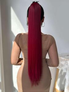 Long Straight Ponytail Extension, Clip-in Ponytail Extension Tie The Straps Hairpiece for Women for Daily, Anime Or Costume Party, Heat Resistant Hair Wigs