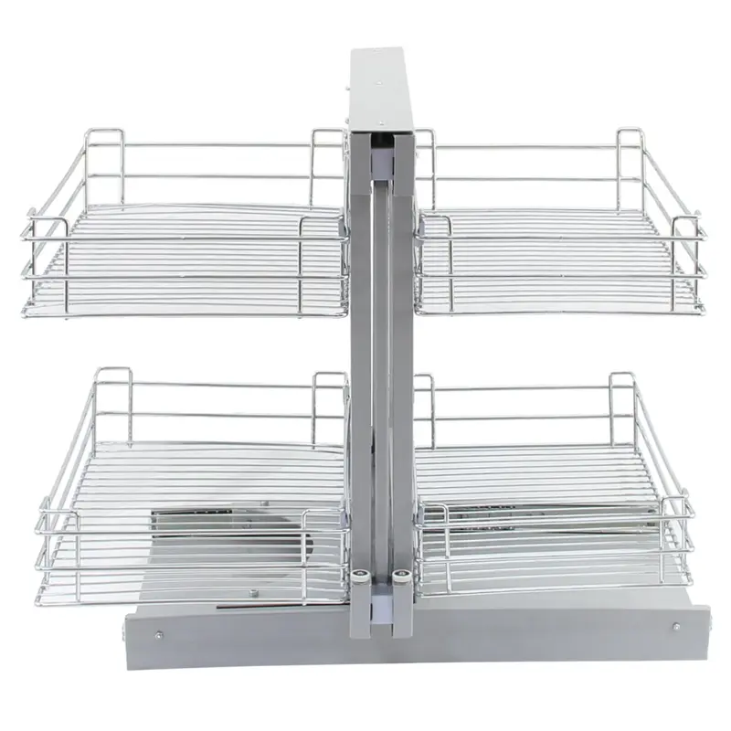 KuKoo Magic Corner Pull Out Kitchen Cupboard Drawers - Left Hand Metal Organiser 3