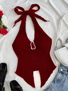 Women's Solid Color Tie Back  Tank, Casual Sleeveless Top for Summer, Women's Clothes for Daily Wear