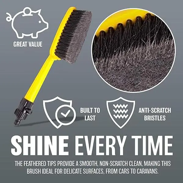 2 In 1 Spray & Wash Cleaning Brush - Soft Bristles, Ideal For Car, Van, Lorry, Window Cleaning | Clean Tool, Jet Attachment | For Cleaning Your Car | Durable Long Lasting
