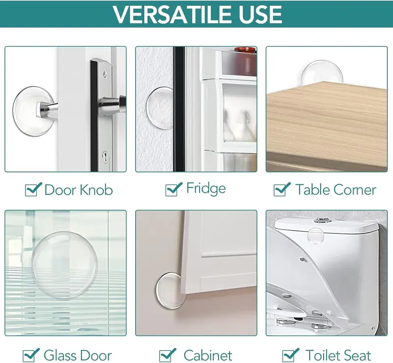 Product Introduction of Clear 6pcs Shock-Absorbing Door Stop Wall Protectors - Noise-Reducing, Easy Install, Reusable for Home & Office 4