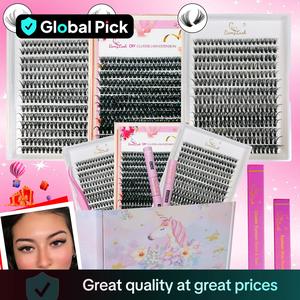 Individual False Eyelashes with Lash Remover & Lash Glue & Tweezers Kit, 3 Boxes Natural Look Self Grafting Curl False Eyelashes for Lash Extensions, Cosmetic