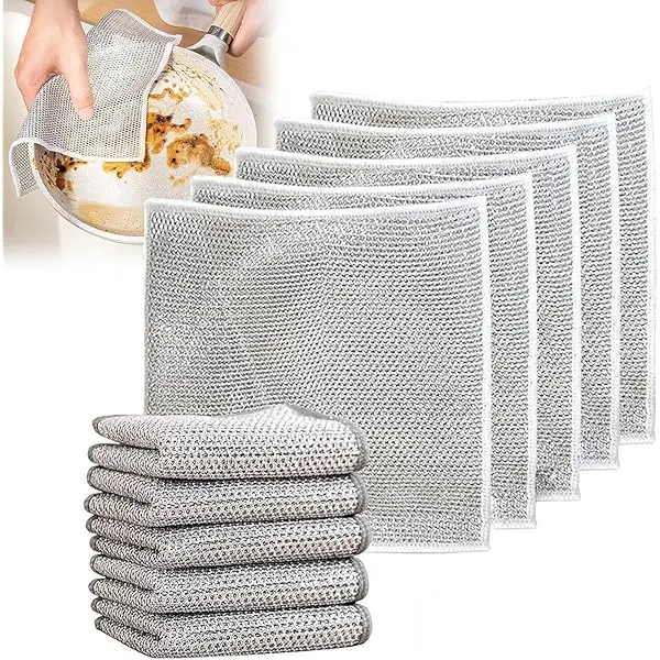 Multipurpose Non-Scratch Scrubbing Wire Dishwashing Rags, Wire Wool，Multipurpose Wire Dishwashing Rags for Wet and Dry Sponges