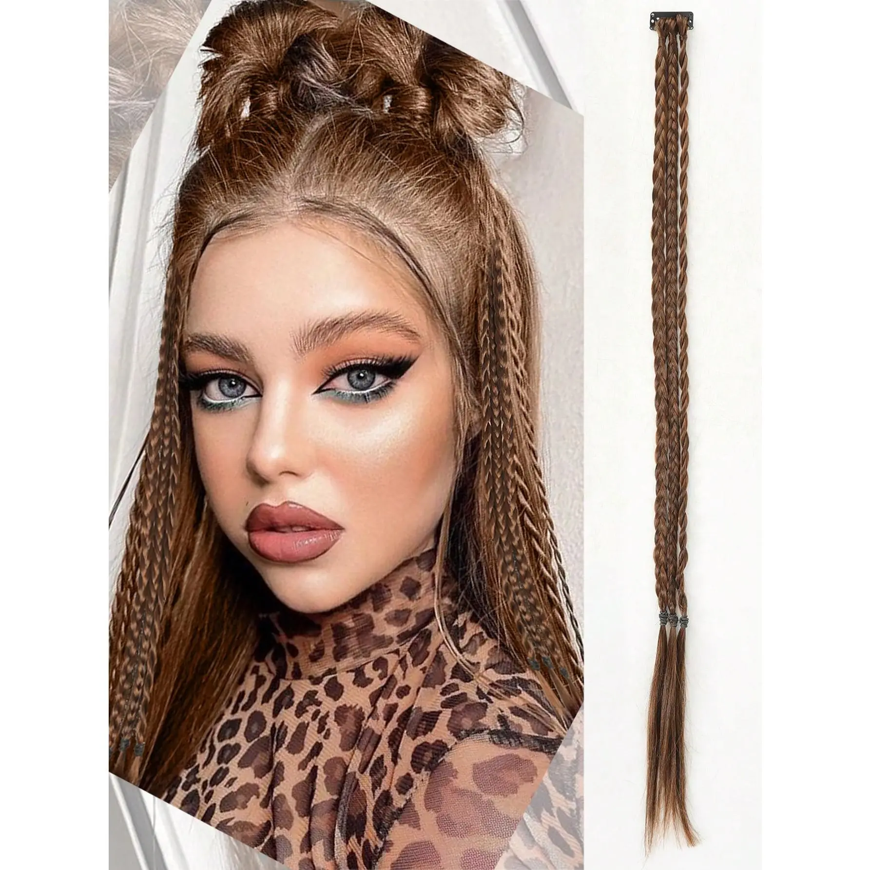 1 Piece/Pack 22 Inch Blonde Brown Black Clip On 3 Braid Synthetic Fiber Hair Extensions Women Daily Wear Party Wear Clip Extensions Natural Everyday Hair