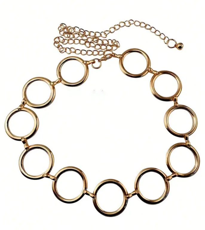 Women's Geometric Circle Body Chain, Simple Punk Metal Waist Chain 3