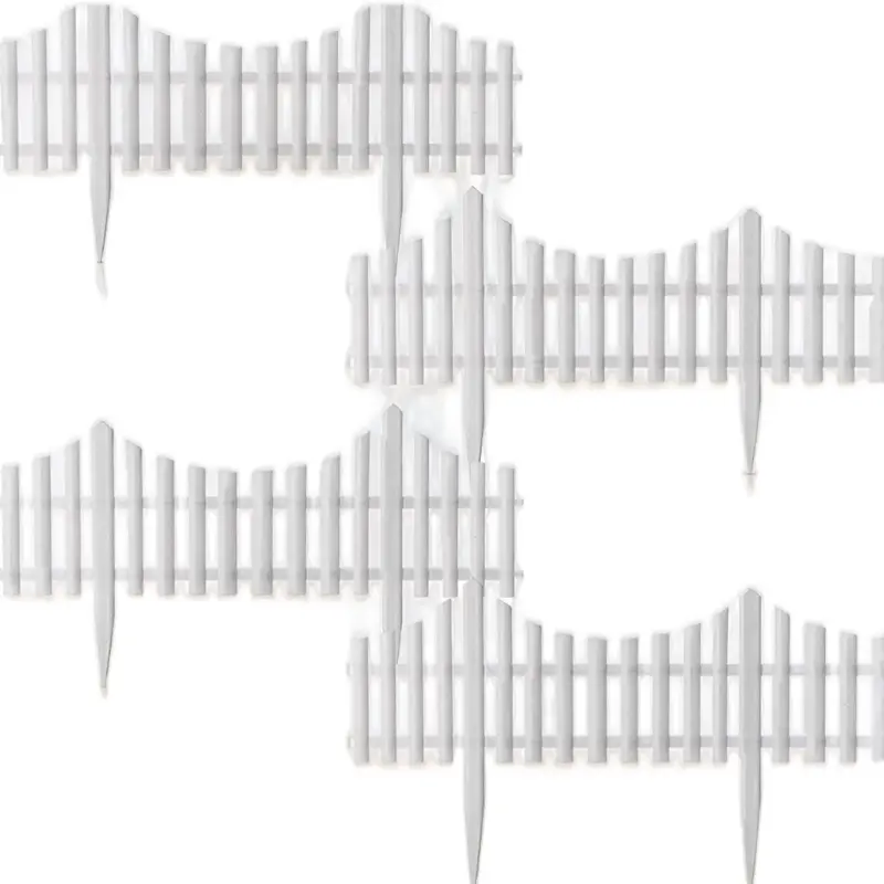 4 White Plastic Wooden Effect Lawn Border Edge Garden Edging Picket Fencing Set 0