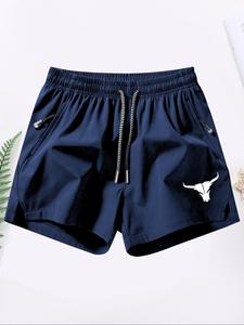 Men's Regular Fit Solid Color Zipper Pocket Beach Shorts, Casual Breathable Comfortable Shorts for All Seasons, Men's Bottoms for Beach Vacation