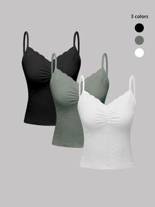 Women's Contrast Lace Ruched Cami Top, Casual Eyelet Embroidery Sleeveless Top for Daily Wear, Ladies Clothes for All Seasons, Soft Top Women, Womenswear, Camisole