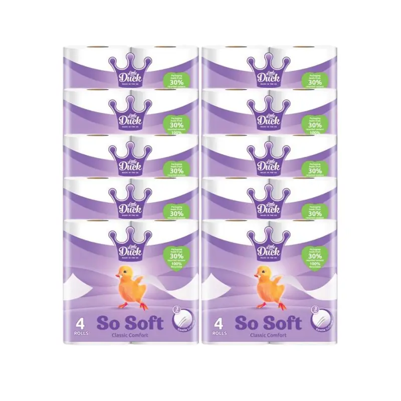 Little Duck Toilet Roll 3Ply So Soft Classic Comfort White Tissue Paper 80 Rolls 3