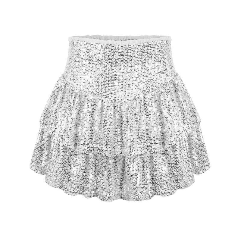 2024 Summer Europe and the United States Fashion New High-waisted a Word Skirt Irregular Sequins Sexy Pleated Skirt 0