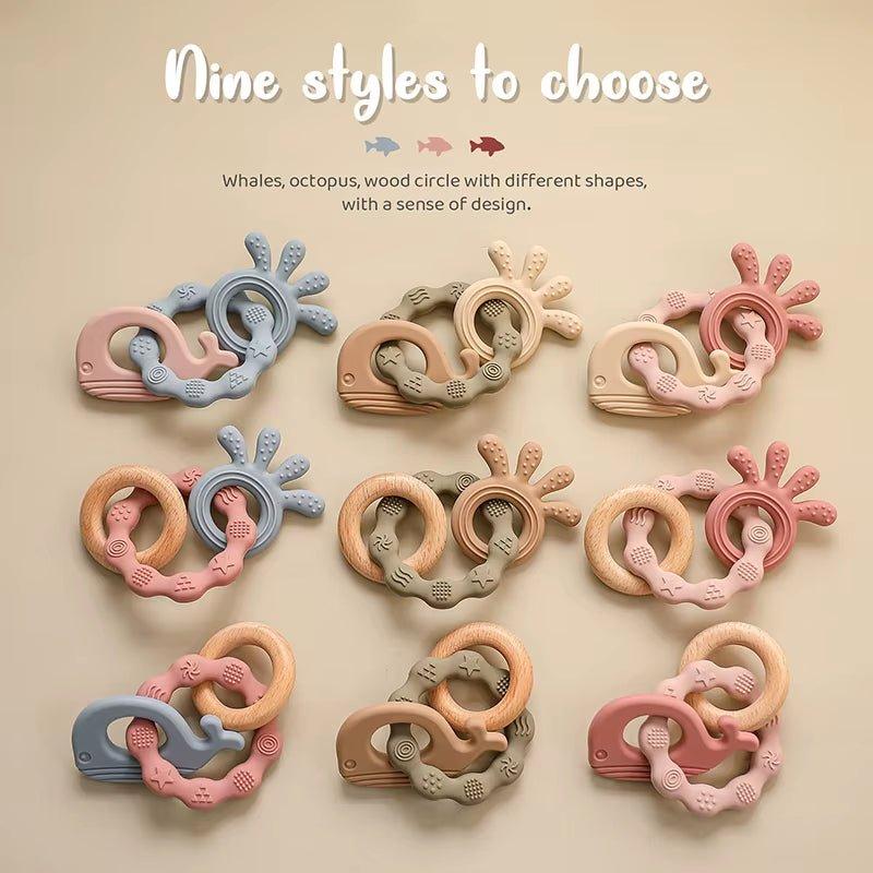 Teether Pendant Bracelet | Natural Wood Ring | Silicone Bracelet 4