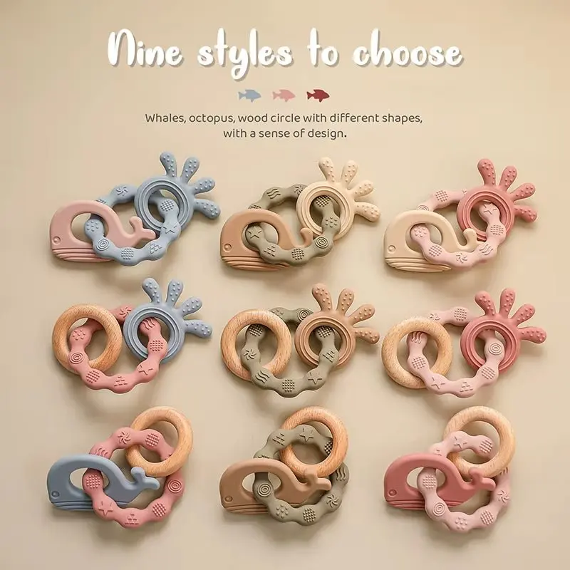 Teether Pendant Bracelet | Natural Wood Ring | Silicone Bracelet 4