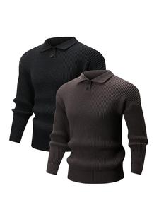 Men's Solid Pullover, Regular Fit Casual Fashion Long Sleeve Jumper for Fall & Winter, Men's Knitwear for Daily Wear