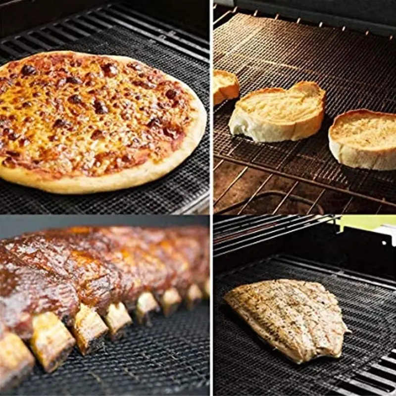 3PCS BBQ Grill Mesh Mat Set, 3PCS Non-Stick Reusable Grill Mats Baking Accessories for Grilling Meat, Vegetables, Cooking, Baking, Grilling and Baking, 40x33cm 7