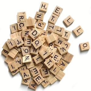 Wooden Letter Tiles, 100pcs/pack Wooden Scrabble Letters for Crafts, Wooden Alphabet Fun Games, Holiday Decorations