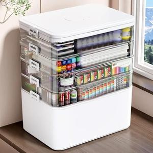 Large Capacity Storage Box, 1 Count 5-layer Caddy, Portable Storage Box for Home and Travel, Ideal for Pill Box, Office, Sewing, Bathroom Organization