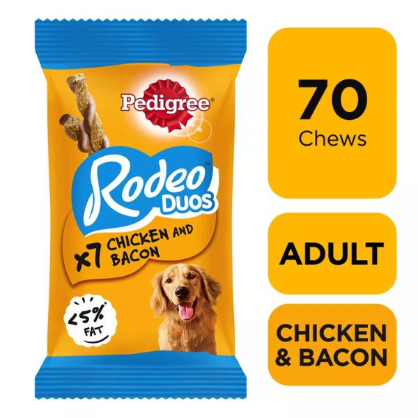 70 Pedigree Rodeo Duos Dog Treats Chicken & Bacon Dog Chews (10x123g) 8