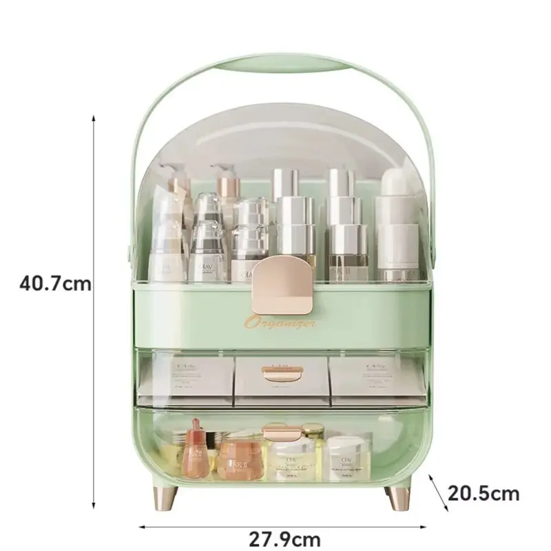 XL Large Make Up Organiser Cosmetic Vanity Case Box 2 Drawers Skincare Storage 1