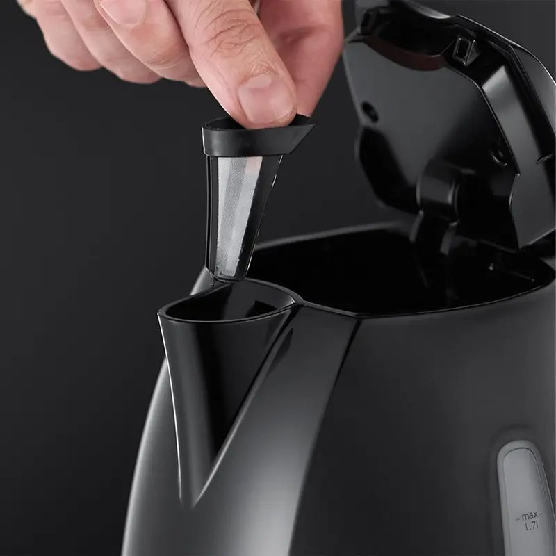 Russell Hobbs Textures Electric 1.7L Cordless Kettle (Fast Boil 3KW, Black premium plastic, matt & high gloss finish, Removable washable anti-scale filter, Push to open lid, Perfect pour spout) 21271 3
