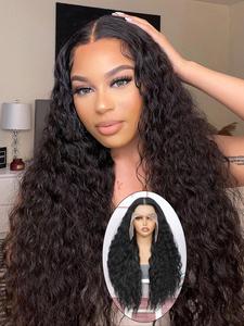 26 Inch Burgundy Water Wave Lace Front Wigs for Women, Gorgeous Fluffy Wigs without Bangs, Synthetic Heat Resistant Lace Front Wigs for Party, Daily Use