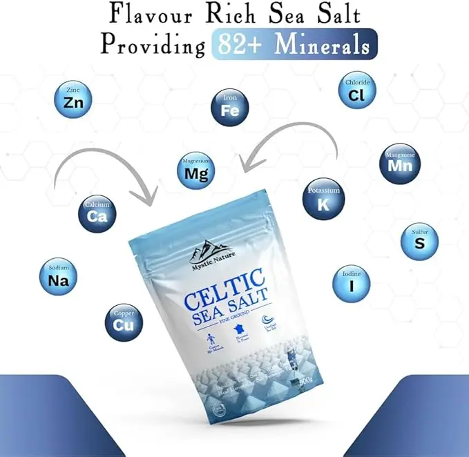Nature Celtic Sea Salt - 500g | Fine Ground | 100% Natural Unrefined Mineral Rich Celtic Salt Crystals From France | Rich In Magnesium Calcium Potassium 5