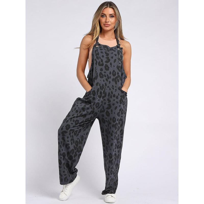 Leopard Print Ladies Cotton Dungaree 2