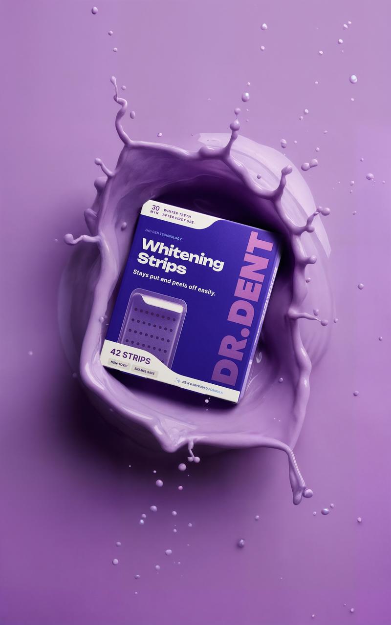 DRDENT Purple Teeth Whitening Strips - 7/21 Whitening Sessions - Safe for Enamel - Non Sensitive Teeth Whitening - Peroxide-Free
