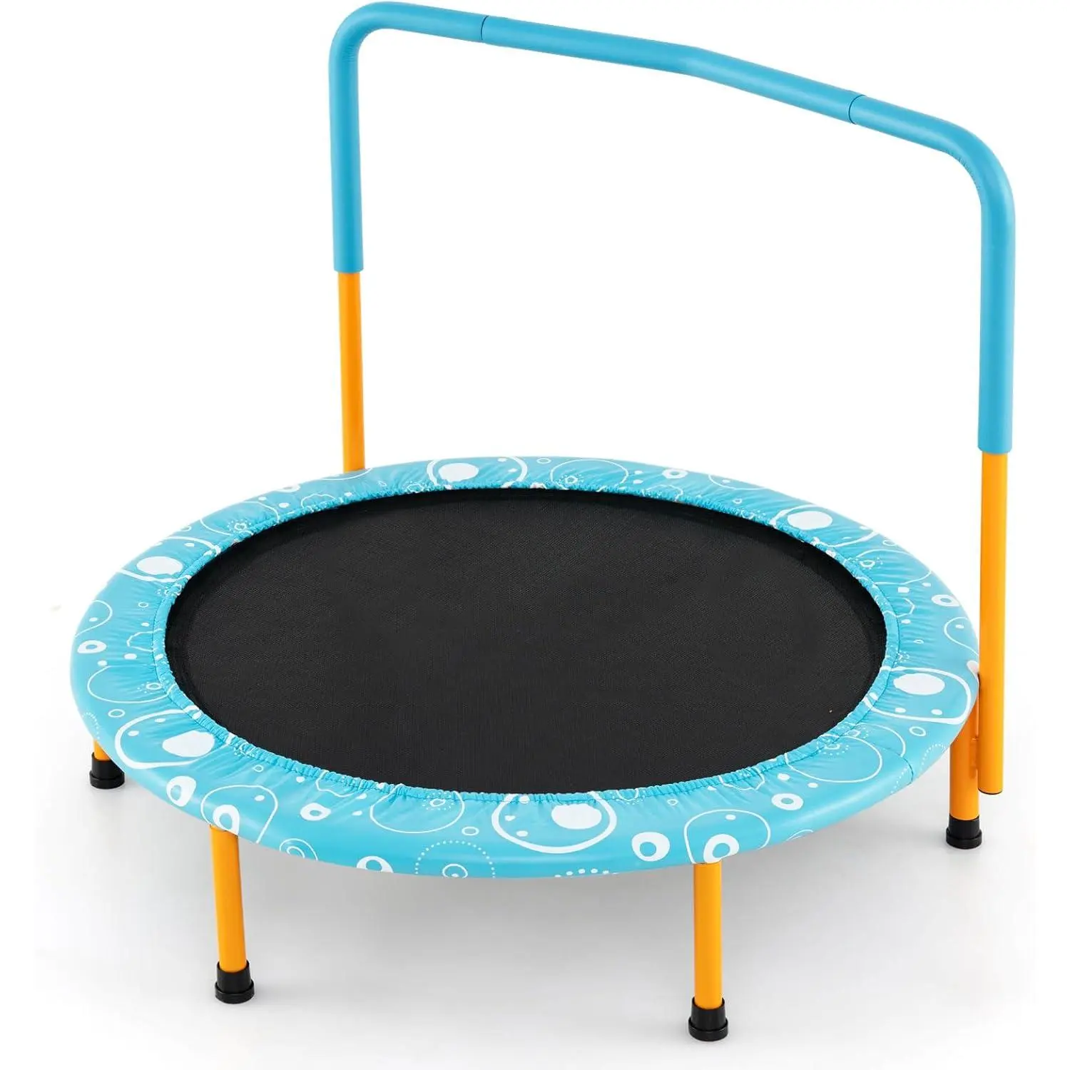 SPOTRAVEL 36” Mini Trampoline, Kids Rebounder with Safety Padded Cover and Foam Handrail,foldable mini trampoline with handle, rebounder trampoline for toddlers,birthday gift for 3+ years children,boys girls for fun,