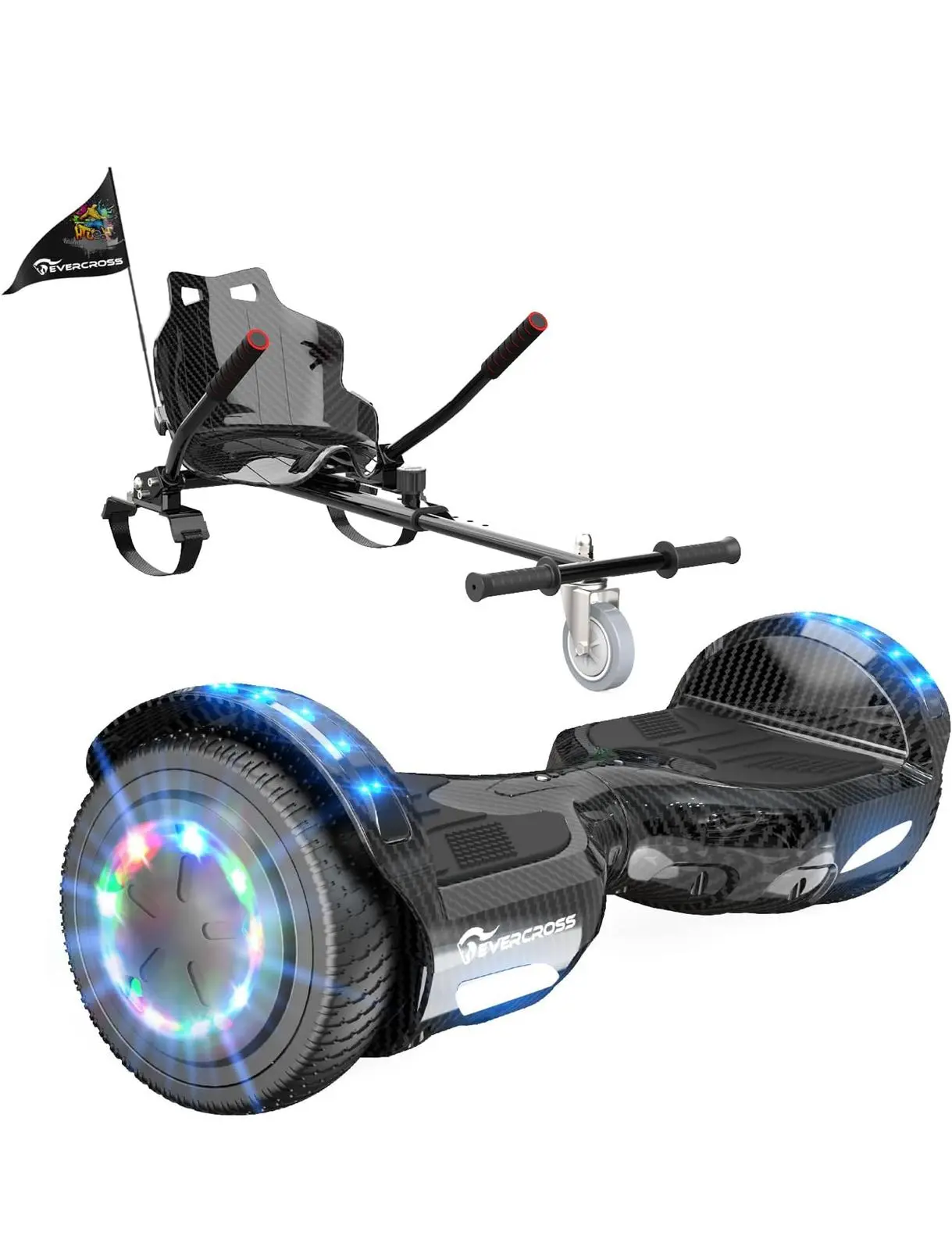 EVERCROSS Hover Board Kids, Hoverboards with Seat Attachment Hoverkart, 6.5" Self Balancing Scooters, Hoverboards Bluetooth with LED Lights, Ideal Hover Board for Kids Teenagers Adults