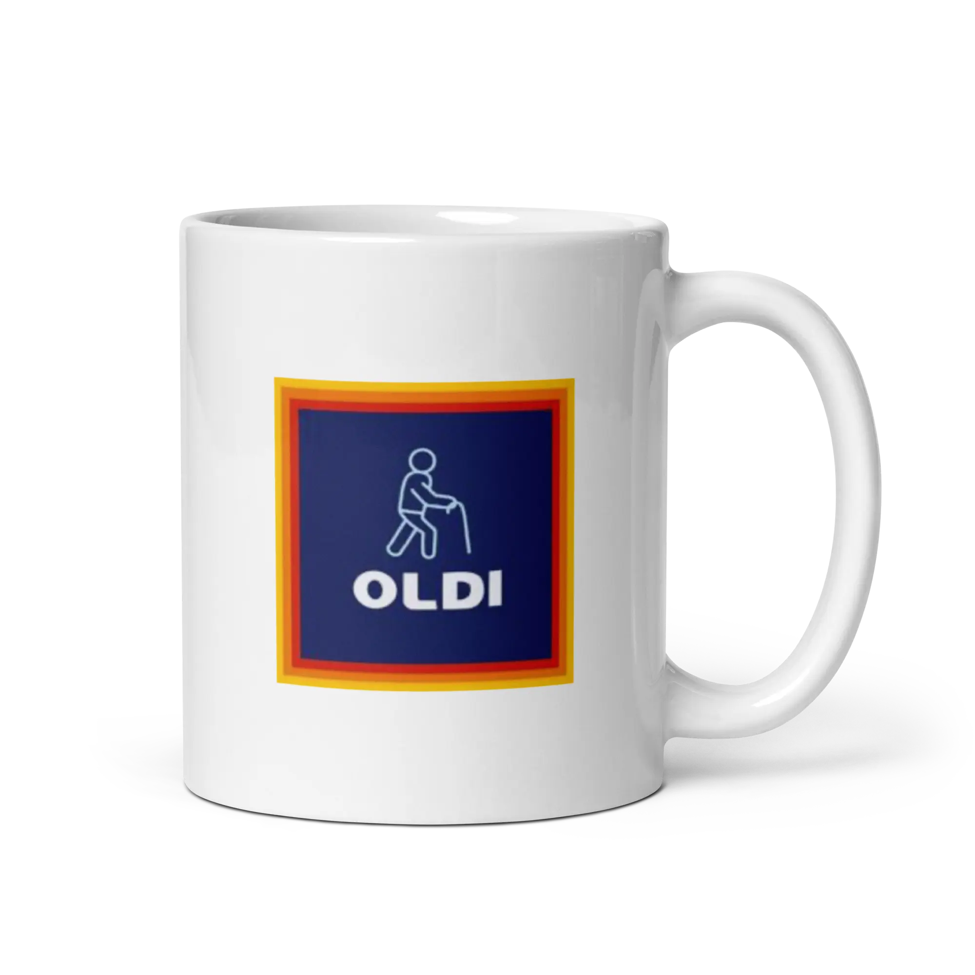 Funny Oldi Mug Humour Gift Mug - White Glossy Ceramic Mug - Sturdy, Drinkware Drinkware Sturdy