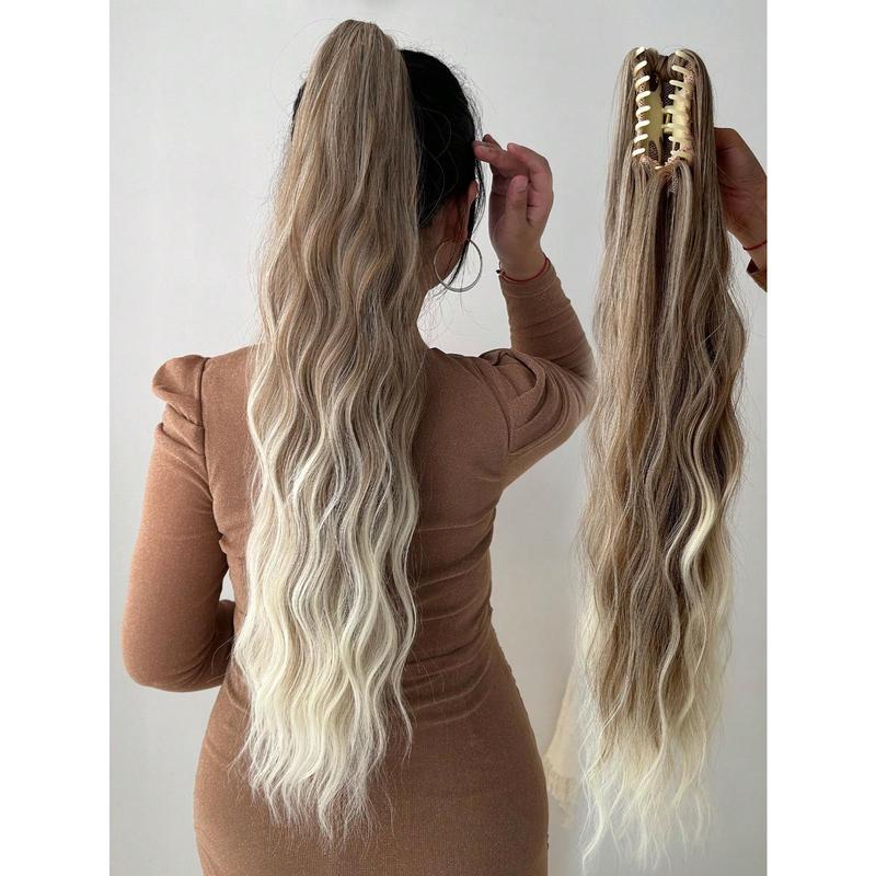 Ponytail Extensions Hair Long Water Wave Hair Heat Resistant Fiber Synthetic Hairpiece For Women Girls Party Daily Use 0