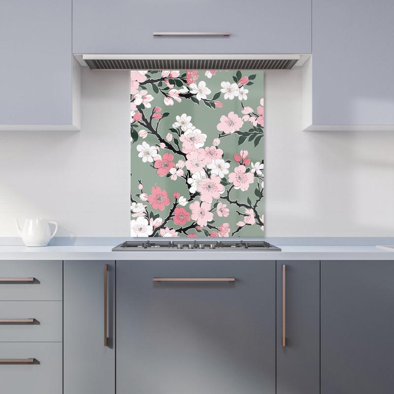Pink Floral Abstract Pattern Kitchen Splashback 5