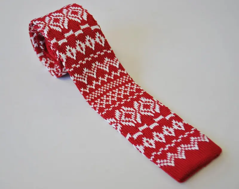 christmas range - red jumper knitted christmas tie 1