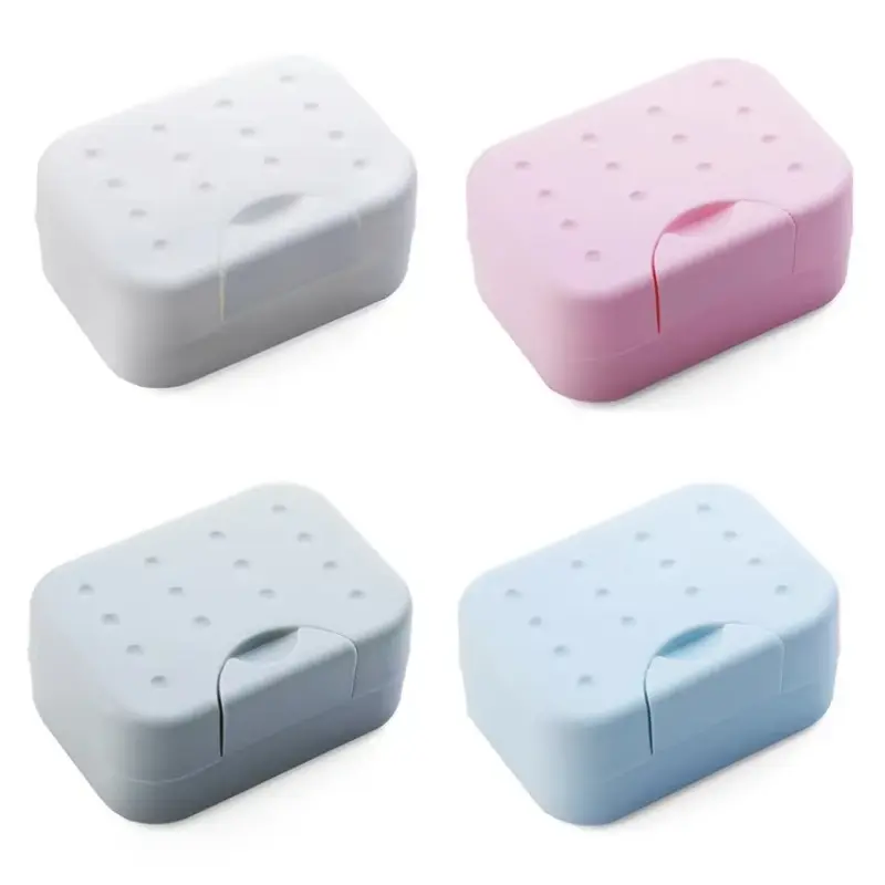 New Travel Soap Dish Box Case Holder Hygienic Easy To Carry Soap Holder Box Home Storage Organizer with Strainer Sponge White 0