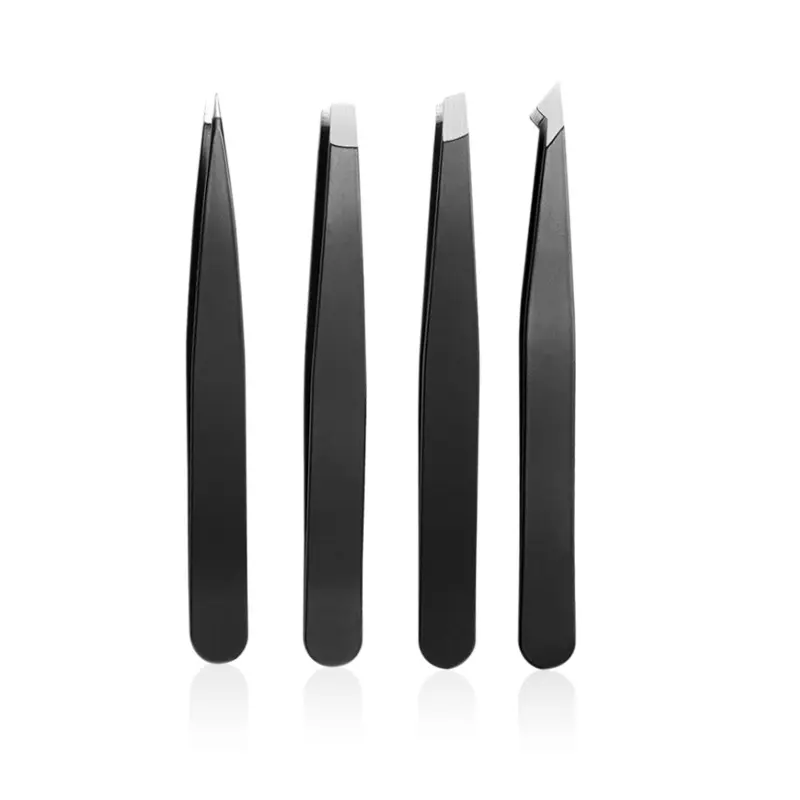 Professional Stainless Steel Precise Eyebrow Tweezers, 4 Counts Eyebrow Clippers Eye Brow Clips, Facial Hair Removal Tool Set, Summer Makeup, Makeup Products, Holiday Essentials, Gift Set, Pluckers Kit