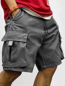 Men's Solid Flap Pocket Cargo Shorts, Regular Fit Casual Comfy Elastic Waist Shorts for Summer, Men's Bottoms for Daily Wear