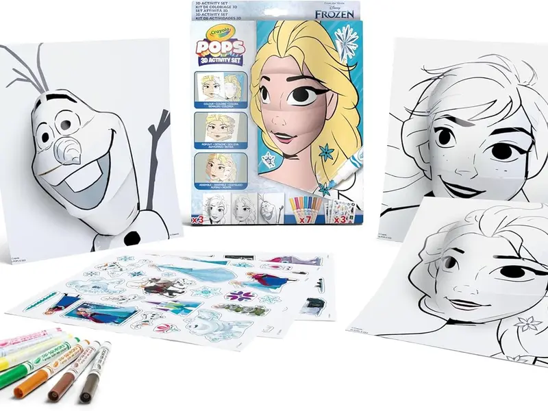 Crayola POPS 3D Activity Set DISNEY FROZEN - Includes 3 Character 3D Pop Cards, 3 Sticker Sheets, 7 Washable Markers - RRP £8.49 1