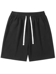 Men's Solid Zipper Pocket Sweatshorts, Loose Casual Comfy Breathable Shorts for Summer, Men's Bottoms for Daily Wear