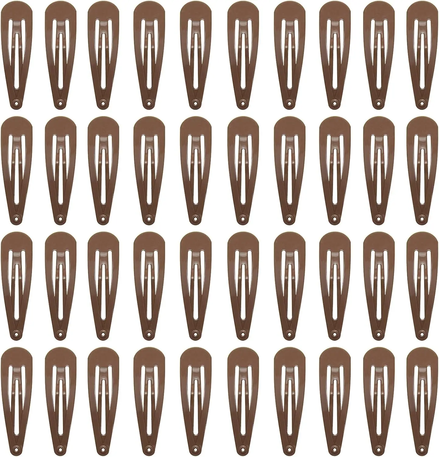 40 Pack Brown 2 Inch Metal Snap Hair Clips for Kids - Girls' Barrettes Accessories