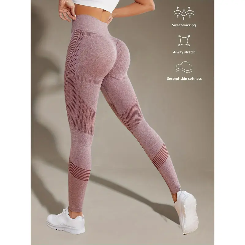 High Stretch Comfortable Quick Drying Sports Leggings, High Waist Seamless Yoga Pants, Women's Activewear 3