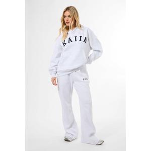 Kaiia Wide Leg Sweat Pants In Grey Marl