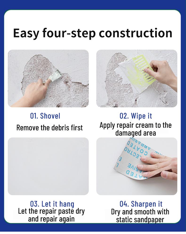 Product Introduction of Wall repair paste, white wall repair paste, waterproof and mildew proof putty paste, packaged in 500 barrels, with a complete set of repair tools 22