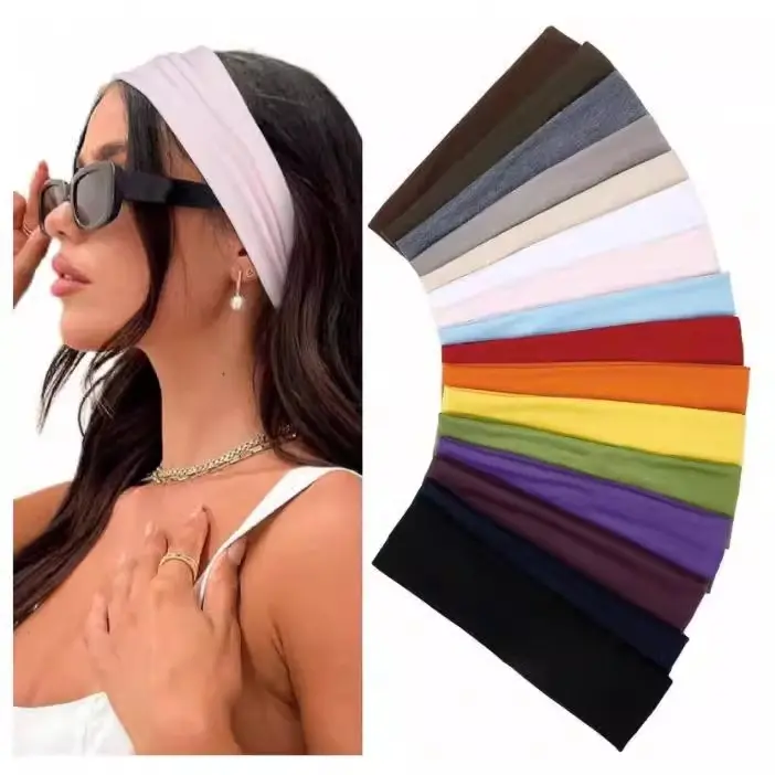 2025 Solid color High stretch headband Yoga Exercise Headband Hair accessories Absorbent Headband Headband with wide edge