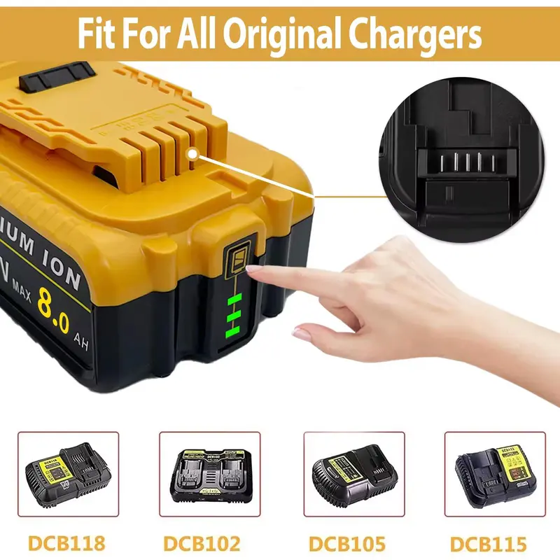 (No shipping fee)2/4PCS 8.0mAh/12.0mAh 18V DCB200 replacement battery for DCB200 DCB184 DCB180 DCB200 battery for dewalt power tools 1