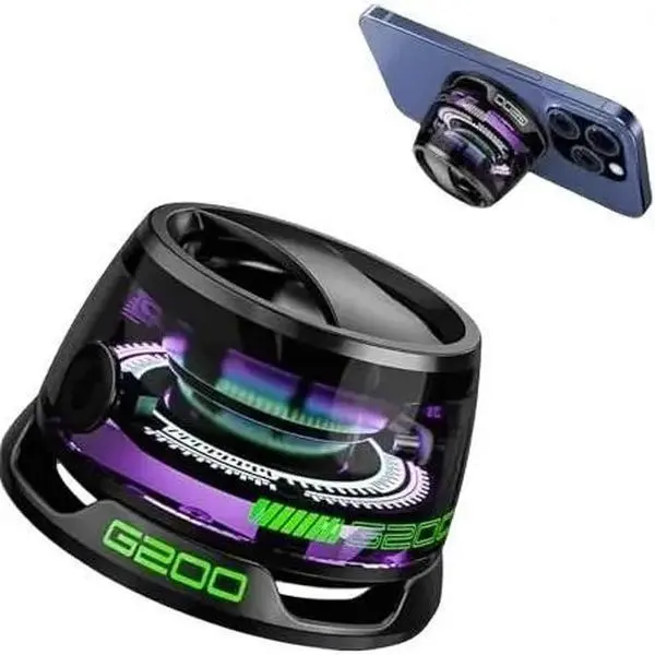 Multifunctional Magnetic Bluetooth Speaker, G200 Portable Bluetooth Speaker with Multi-RGB Color Light and Phone Holder, Waterproof Magbeat Bluetooth Speaker for Outdoor Travel (Black)