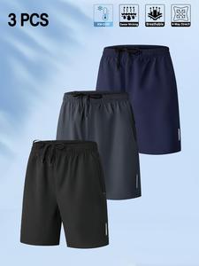 Men's Solid Color Side Stripe Zipper Pocket Shorts, Regular Fit Casual Breathable Quick Drying Shorts for Summer, Men's Bottoms for Daily Wear