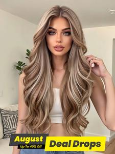 28 Inch Long Wavy Wigs for Women, Gorgeous Fluffy Wave Wig without Bangs, Synthetic Lace Front Natural Looking Wigs for Party, Daily Use, Wigs That Look Like Real Hair