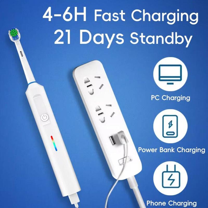 Product Introduction of Toothbrush Electric Rechargeable Pro Rotating Brush Heads Timer Modes Usb UK 33