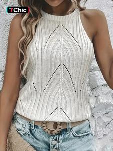 Women's Plain Hollow Out Halter Neck Sweater Vest, Casual Tie Back Cut Out Sleeveless Knit Top for Summer, Fashion Ladies' Knitwear for Daily Wear